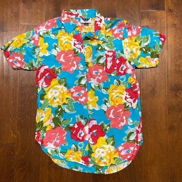 Bev Vintage Hawaiian Tropical Floral Multicolor Cotton Shirt Men's Size Medium - Picture 3 of 7